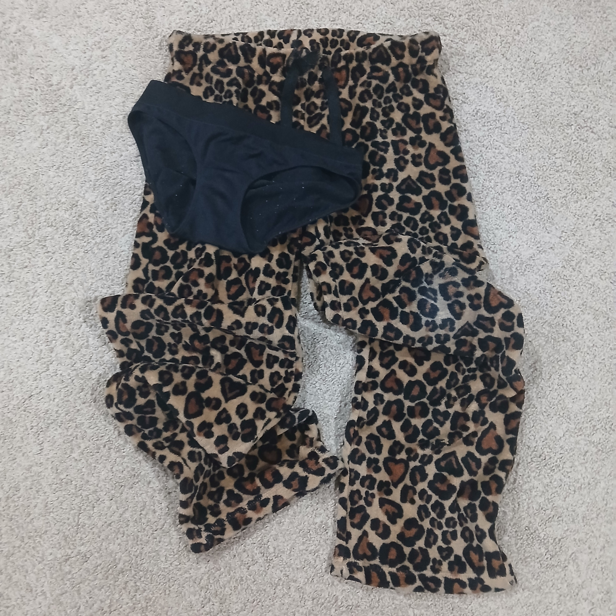 Very Old Black Panties Leopard Print Pajama Pants And Video